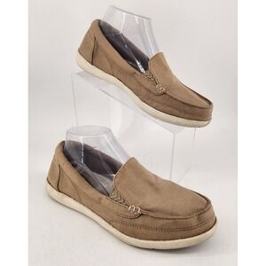 Crocs Walu II Canvas Loafers Women 9 Khaki Tan Slip On Comfort Shoes 202489